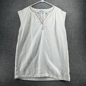 Madewell Tunic Top Women Size Small Embroidered Cream Cottage Sleeveless Casual